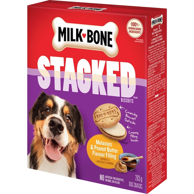 Stacked Biscuits Dog Snacks Molasses & Peanut Butter Flavour Filling