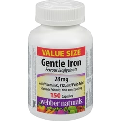 Webber Naturals Gentle Iron 28 Mg Value Size 150 ea, $0.09/1ea