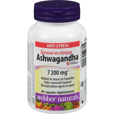 Webber Naturals Ashwagandha 7200 mg 60 ea, 0,29 $/1ch