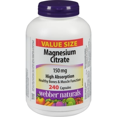 Webber Naturals Magnesium Citrate 150 Mg Value Size 240 ea, $0.07/1ea