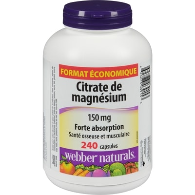 Webber Naturals Citrate de magnésium 150 mg format économique 240 ea, 0,07 $/1ch