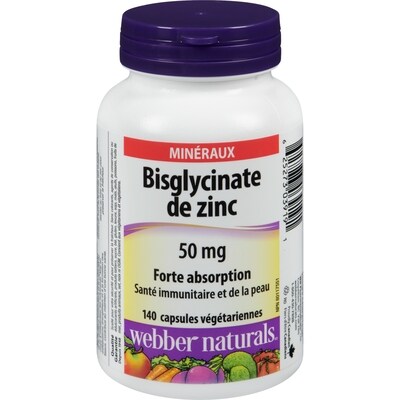 Webber Naturals Bisglycinate de zinc 50 mg 140 ea, 0,08 $/1ch