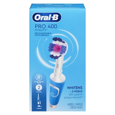 Oral B Pro 400 Rechargeable Toothbrush with 2 Brush Heads 1 ea, $39.99/1ea