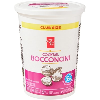 President's Choice Cocktail Bocconcini Club Size 500 g, $2.50/100g