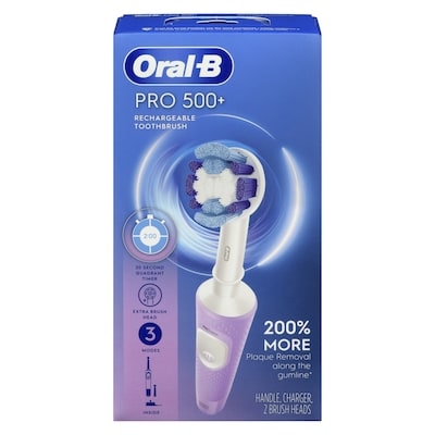 Oral B Pro 500+ Rechargeable Toothbrush with 2 Brush Heads 1 ea, $59.99/1ea