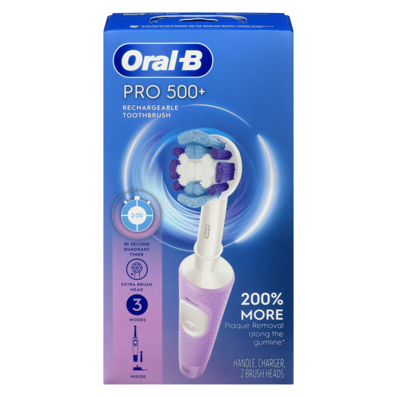Pro 500+ Rechargeable Toothbrush with 2 Brush Heads