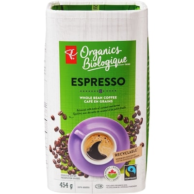 PC Organics Espresso Organic Whole Bean Coffee 454 g, $3.81/100g