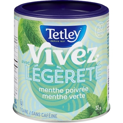 Tetley Tisane menthe poivrée menthe verte sans caféine 20 ea, 0,27 $/1ch