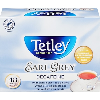 Tetley Thé noir earl grey décaféiné 48 ea, 0,21 $/1ch