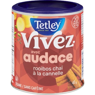 Tetley Tisane vivez avec audace rooibos chaï à la cannelle 20 ea, 0,27 $/1ch