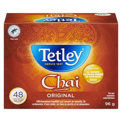 Tetley Thé noir aromatisé naturellement chai original 48 ea, 0,21 $/1ch