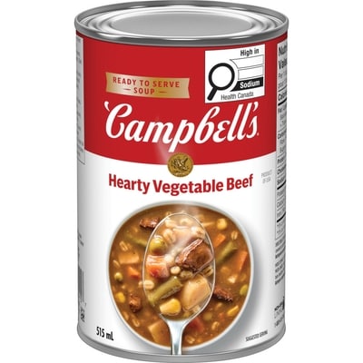 Campbell’s Soupe aux légumes et bœuf copieux prête à déguster 515 ml, 0,77 $/100ml