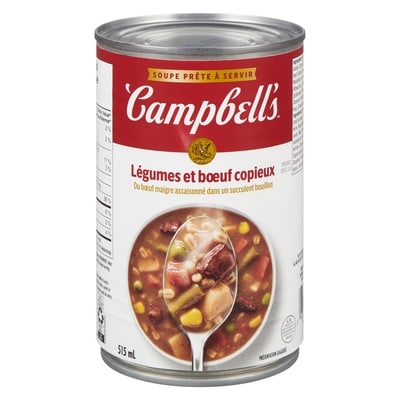 Campbell’s Soupe aux légumes et bœuf copieux prête à déguster 515 ml, 0,43 $/100ml