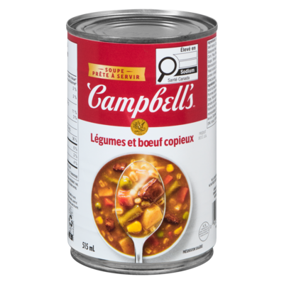 Campbell’s Soupe aux légumes et bœuf copieux prête à déguster 515 ml, 0,77 $/100ml