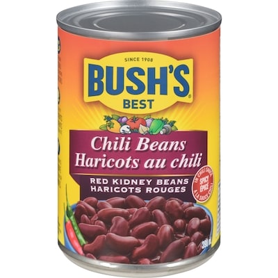 Bush’s Best Haricots rouge pour sauce Chili épicée 398 ml, 0,70 $/100ml