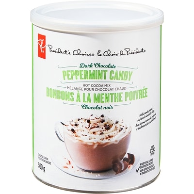 President's Choice Dark Chocolate Peppermint Candy Hot Cocoa Mix 500 g, $1.80/100g