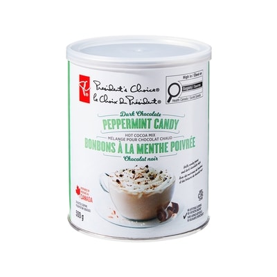 le Choix du Président Mélange pour chocolat chaud au chocolat noir et aux bonbons à la menthe poivrée 500 g, 1,20 $/100g
