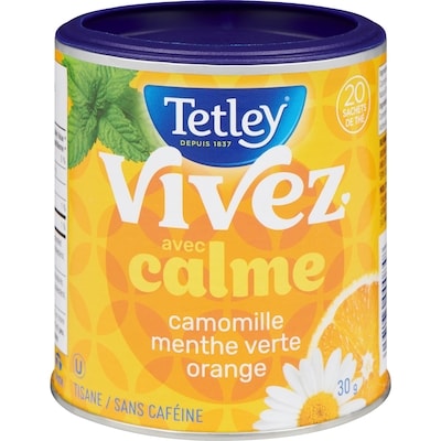 Tetley Tisane vivez avec calme camomille menthe verte orange 20 ea, 0,25 $/1ch