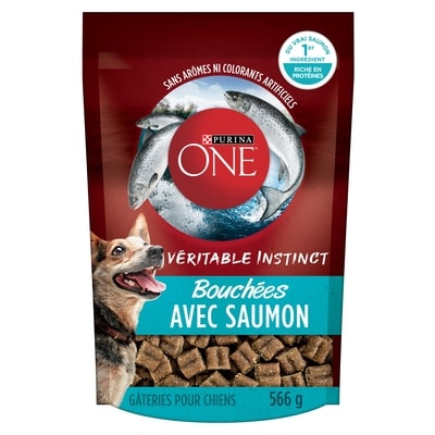 Purina ONE Véritable Instinct Bouchées Saumon, Gâteries pour Chiens 566 g 566 g, 2,47 $/100g