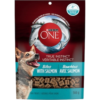 Purina ONE Véritable Instinct Bouchées Saumon, Gâteries pour Chiens 566 g 566 g, 2,65 $/100g