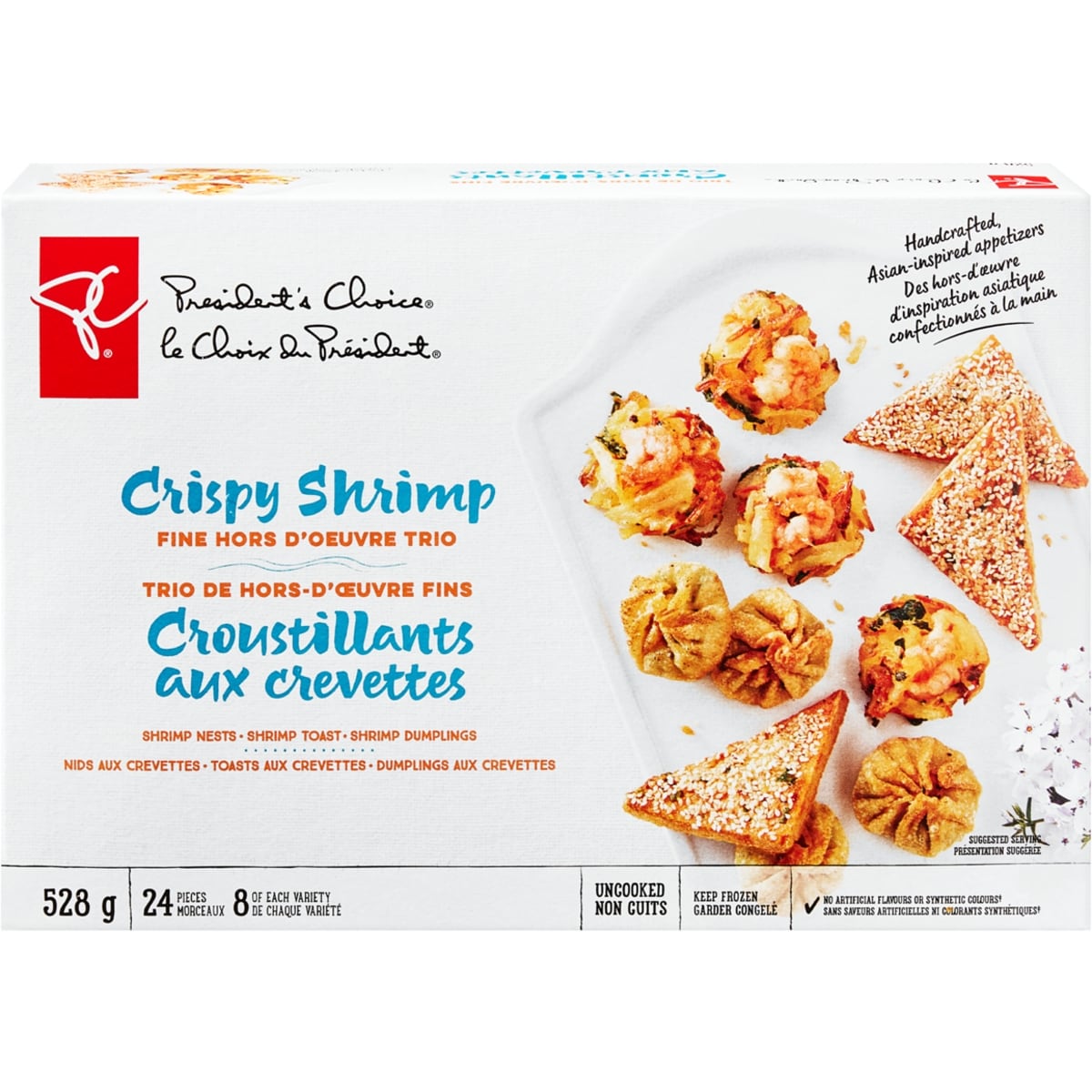 President's Choice Crispy Shrimp Fine Hors D'Oeuvre Trio 528 g, $3.22/100g