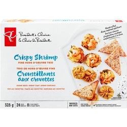 le Choix du Président Trio de hors-d’œuvre fins croustillants aux crevettes 528 g, 3,22 $/100g