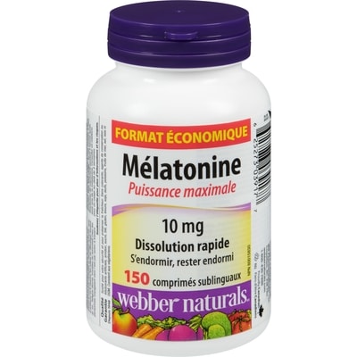 Webber Naturals Mélatonine puissance maximale 10 mg format économique 150 ea, 0,10 $/1ch
