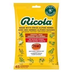 Ricola Pastilles contre la toux Original aux herbes avec menthol, sans sucre ajouté – 45 unités 45 ea, 0,19 $/1ch