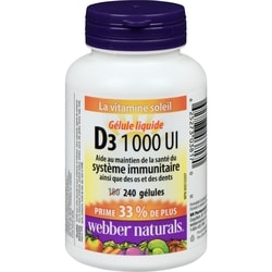 Webber Naturals D3 1 000 ui 240 ea, 0,03 $/1ch