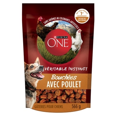 Purina ONE véritable instinct gâteries pour chiens bouchées de poulet 566 g, 2,65 $/100g