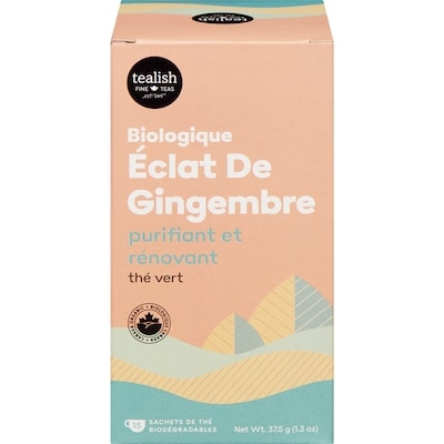 Tealish Thé vert biologique éclat de gingembre 37.5 g, 29,31 $/100g