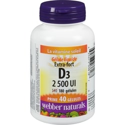 Webber Naturals D3 2500 ui extra-fort 180 ea, 0,05 $/1ch