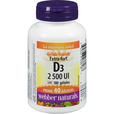 Webber Naturals D3 2500 ui extra-fort 180 ea, 0,04 $/1ch