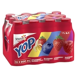 Yoplait Yop 1% Drinkable Yogurt Pack, Strawberry, Blueberry, Raspberry, and Strawberry Banana, Yogurt Drinks 12x200.0 ml, $0.48/100ml