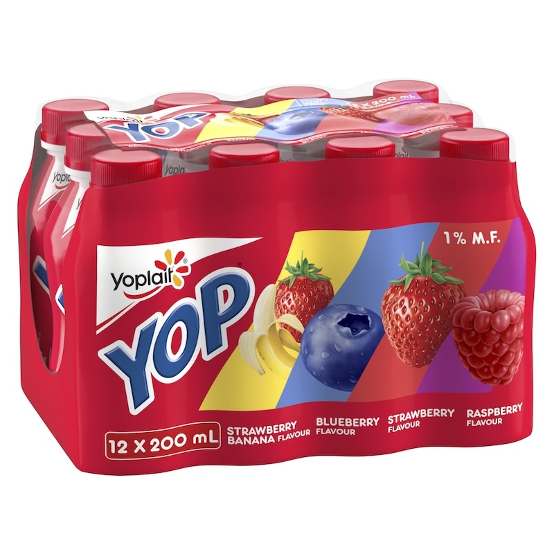 Yop 1% Drinkable Yogurt Pack, Strawberry, Blueberry, Raspberry, and Strawberry Banana, Yogurt Drinks