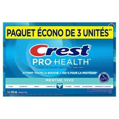 Crest Dentifrice Pro Health menthe pure, pack de 3 390 ml, 2,69 $/100ml
