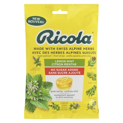 Ricola Lemon Mint No Sugar Added Throat Drops, 45 Lozanges 45 ea, $0.20/1ea