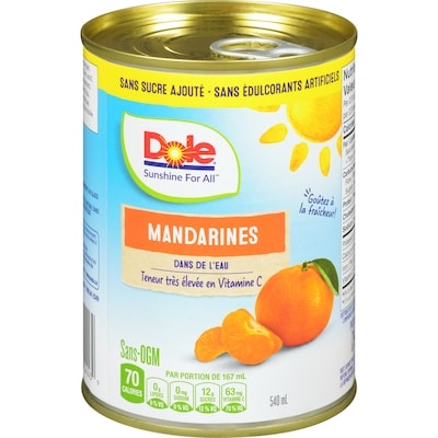 Dole Mandarines dans de l'eau 540 ml, 0,89 $/100ml