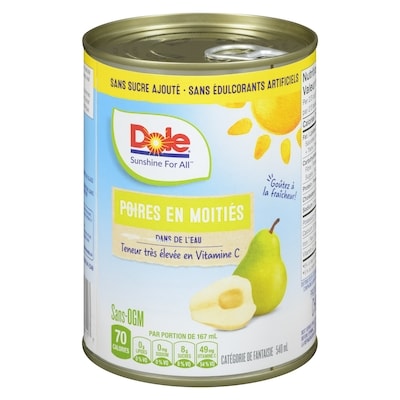 Dole Poires en moitiés dans de l'eau 540 ml, 0,89 $/100ml