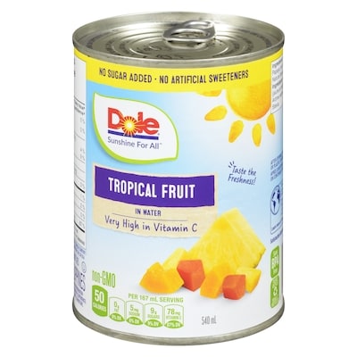 Dole Tropical Fruit In Water 540 ml, $0.83/100ml