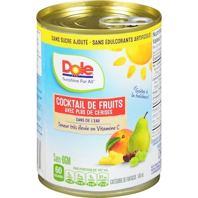 Dole Cocktail de fruits avec plus de cerises dans de l'eau 540 ml, 0,89 $/100ml