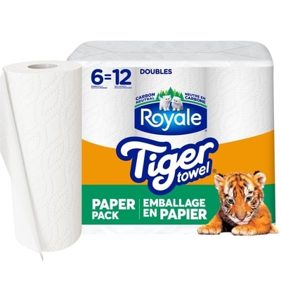 Royale Tiger Towel Recyclable Paper Packaging, 6 Equal 12 Paper Towel Rolls, 98 Sheets per Roll 6x98.0 ea, $0.03/1ea