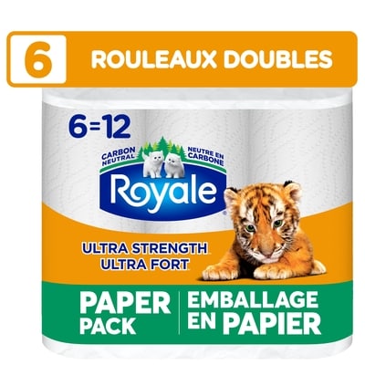 Royale Essuie-tout Tiger Towel en emballage papier recyclable, 6 équiv. à 12 roul., 98 f. / roul 6x98.0 ea, 0,04 $/1ch