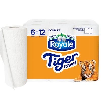 Royale Tiger Strong Paper Towel, 6 Equal 12 Rolls, 98 Sheets per Roll 6x98.0 ea, $0.03/1ea