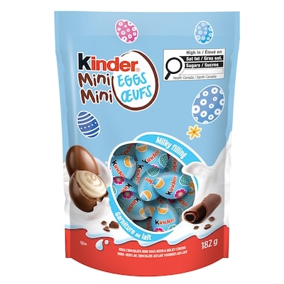 Kinder Mini-œufs , mini-œufs enrobés de chocolat avec un centre laiteux emballés individuellement, Chocolat de Pâques, Oeuf de Pâques 182 g, 3,85 $/100g
