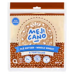 null Tortillas blé entier 300 g, 1,33 $/100g