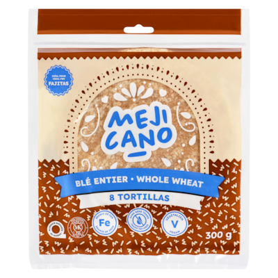 null Tortillas blé entier 300 g, 1,33 $/100g