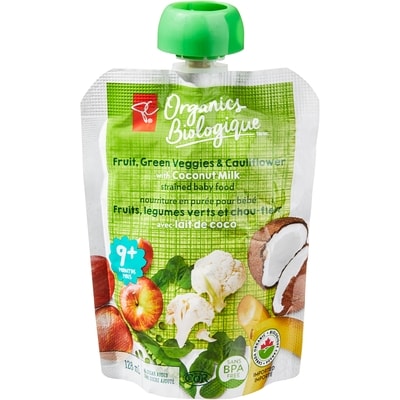 PC Biologique Nourriture pour bébé, fruits, légumes verts et chou-fleur 128 g, 0,78 $/100g