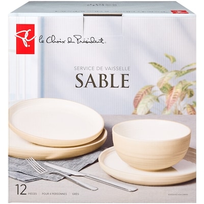 le Choix du Président Service de vaisselle Sable – 12 pièces 1 ea, 65,00 $/1ch