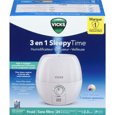 Vicks Humidificateur diffuseur veilleuse p capacité de 2,3 litres 1 ea, 71,99 $/1ch